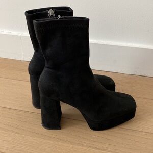 Zara square toes platform black boots size 36